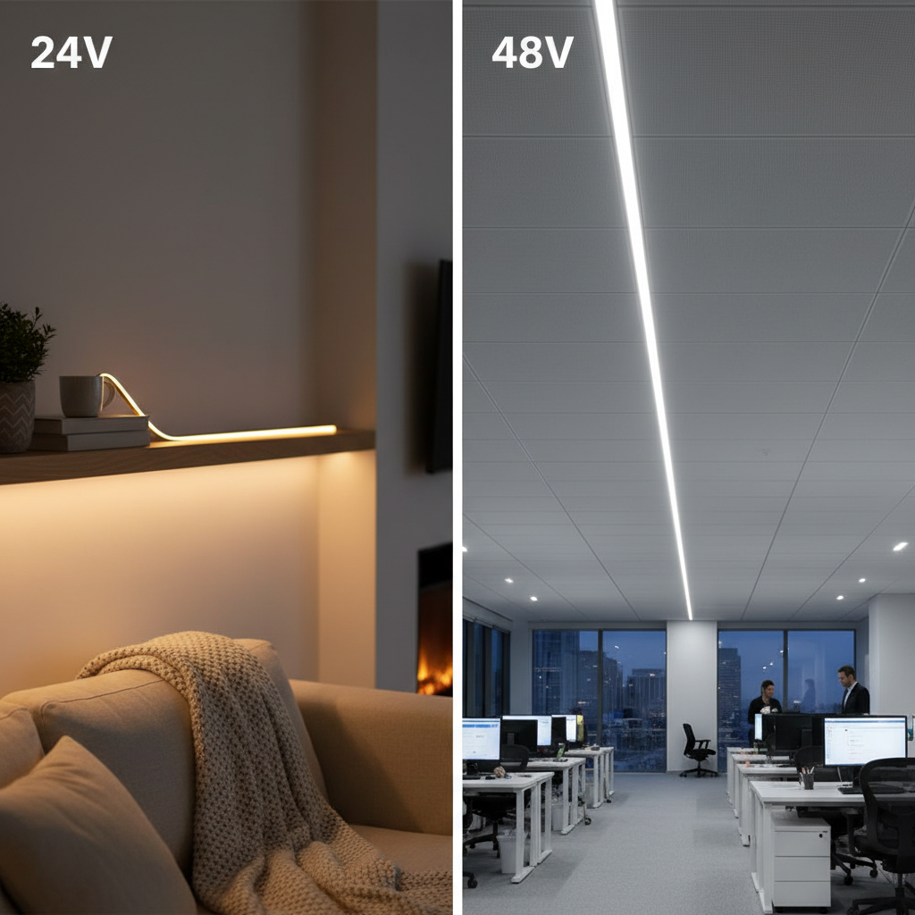 24V vs 48V LED Strip เลือกแบบไหนดี? เปรียบเทียบแบบละเอียดก่อนตัดสินใจ