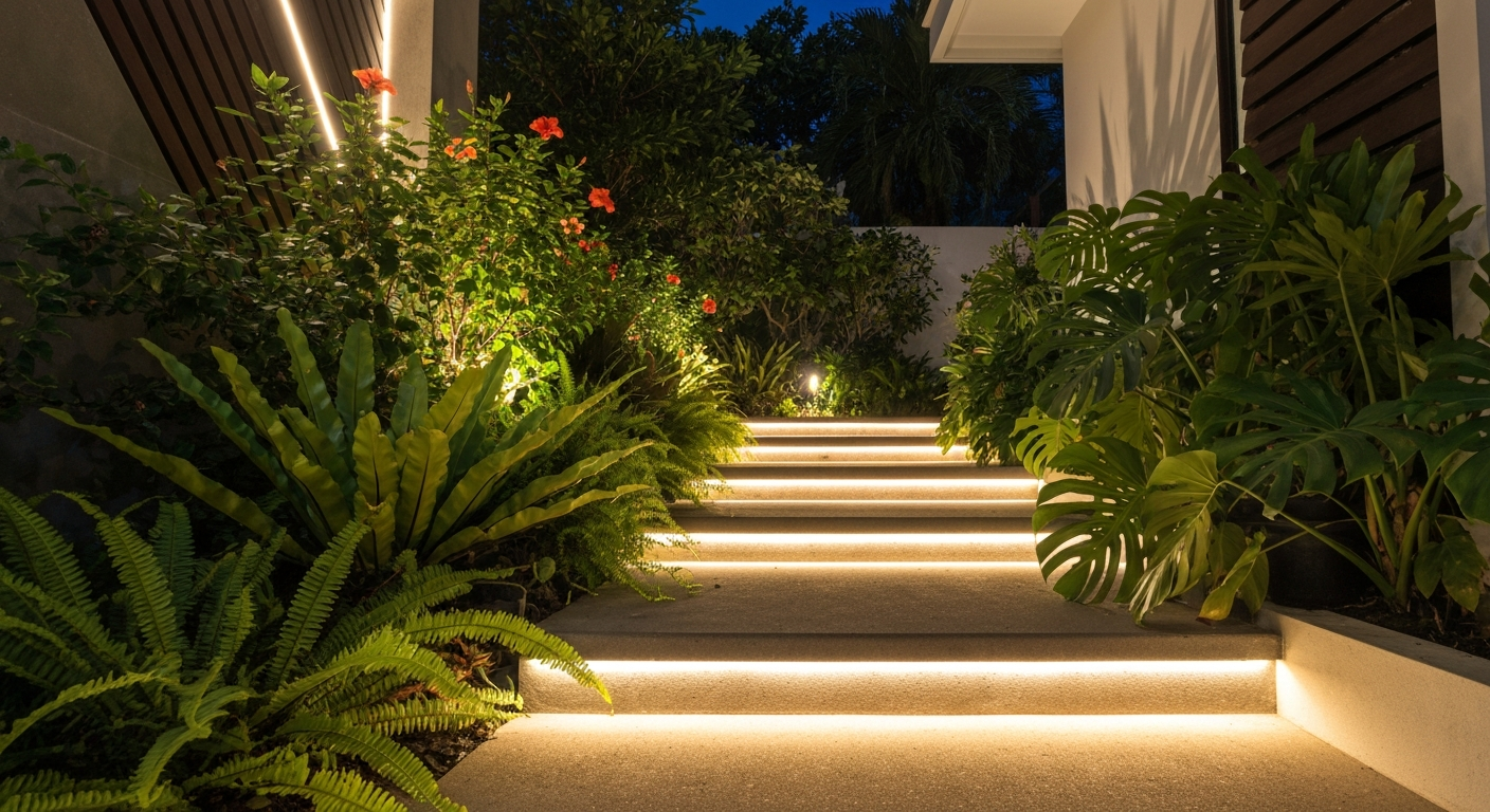 ไฟ LED Strip สำหรับภายนอก — ติดสวน ทางเดิน รั้วบ้าน ใช้แบบไหนถึงทน?