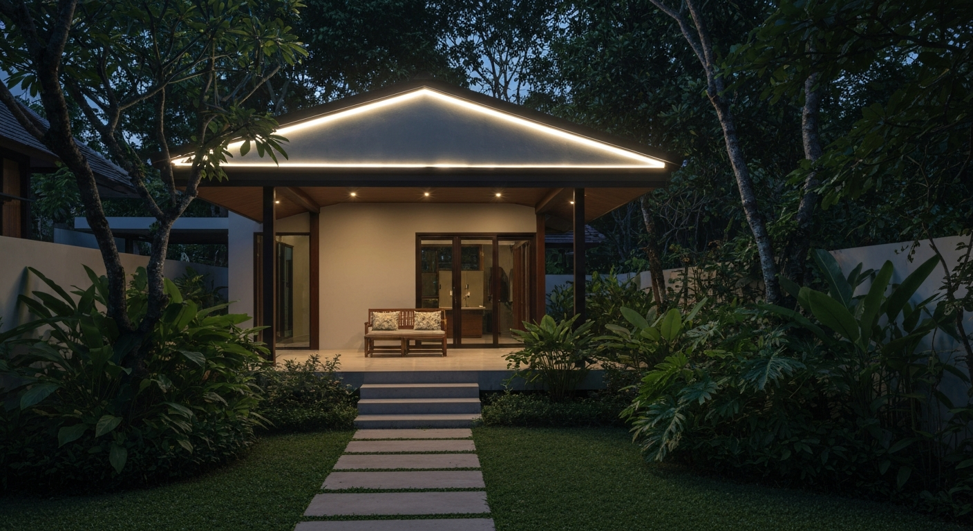 ไฟ LED Strip สำหรับศาลา ซุ้มนั่งเล่น และกันสาด — เลือกแบบไหนให้ทนและสวย?