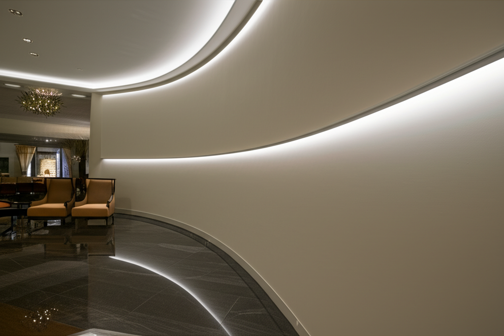 ตกแต่งตู้โชว์ทรงโค้ง