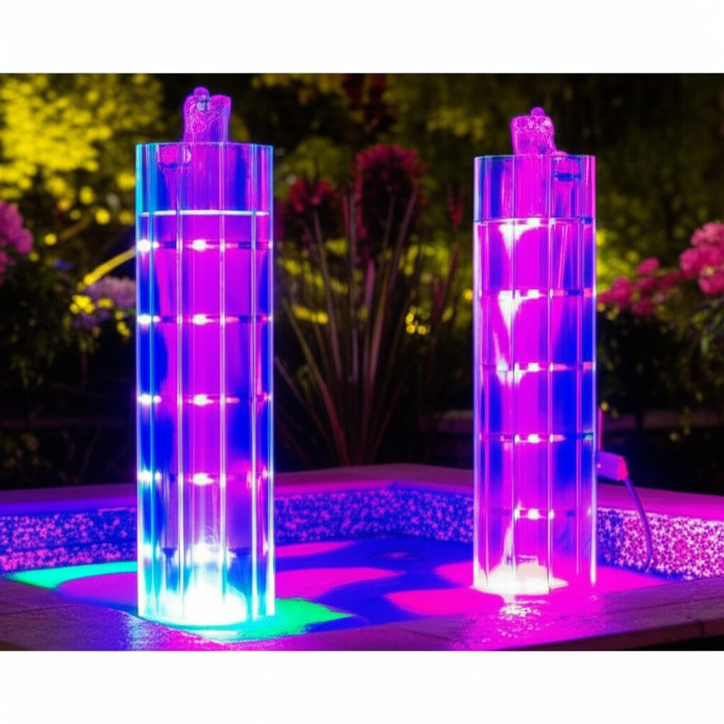 ไฟตกแต่งน้ำพุในสวน