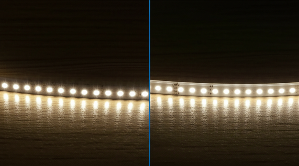 ครอบไฟเส้นในร่องไม้