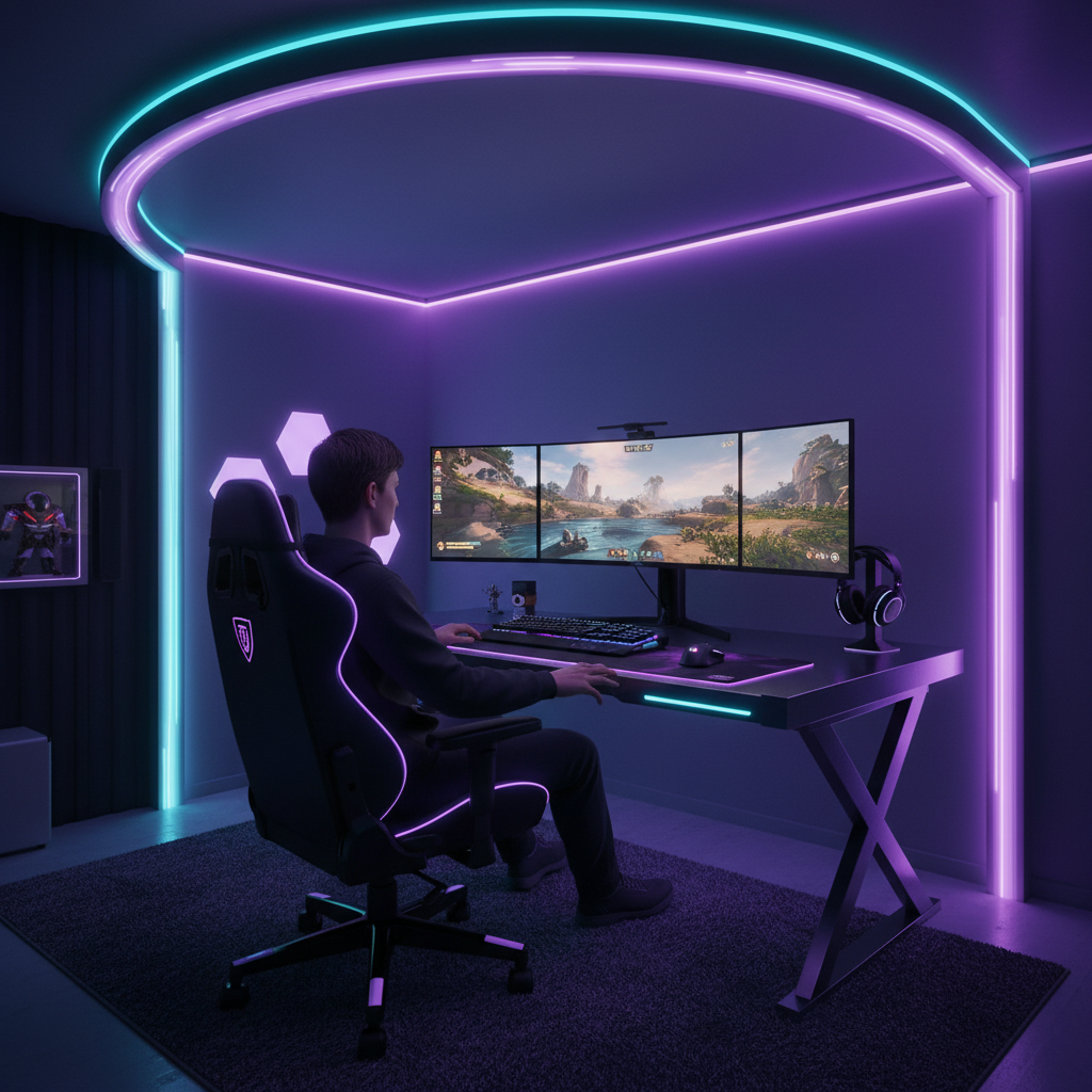 Gaming Setup เอฟเฟกต์ไล่สีตามการเล่น สร้างบรรยากาศแข่งขัน