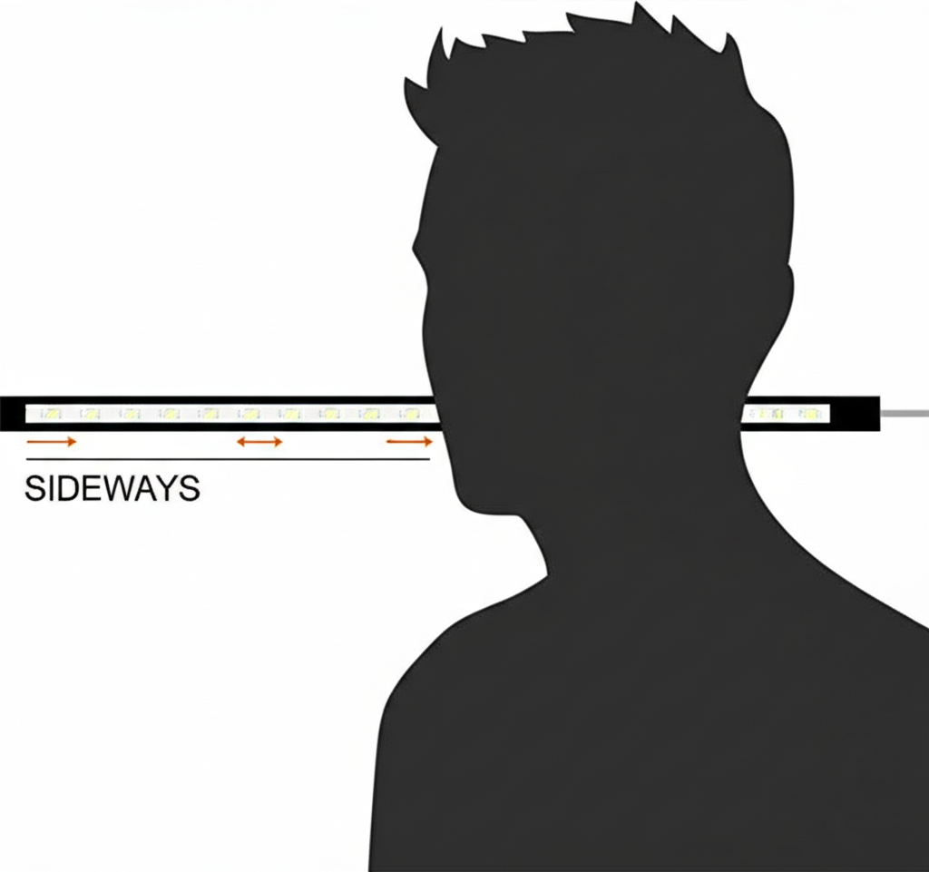แสงออกด้านข้าง มองจากบนไม่เห็นไฟจ้า