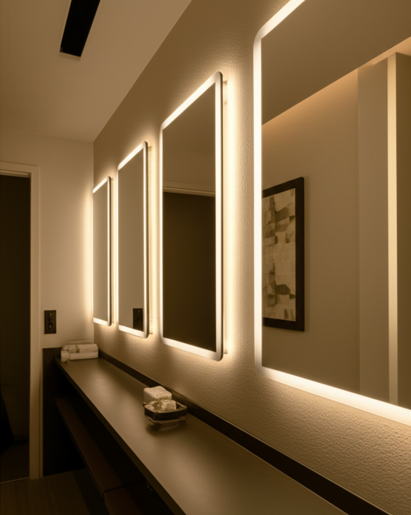 ติดขอบกระจกห้องน้ำ แทรกร่องแคบได้